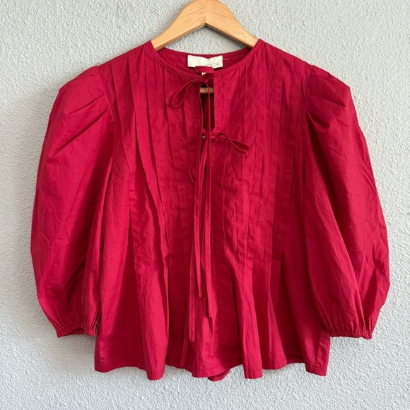 Pinch Miley Top Size Small NWT Puffed Sleeve in Deep Red - Picture 3 of 7